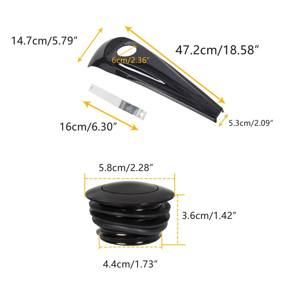 For Harley Street Road Glide 08-23 Black Dash Fuel Console + Gas Tank Cap Cover - Изображение 4 из 4
