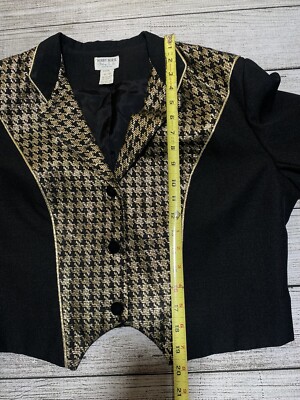Hobby Horse Womens Cropped Show Suit Jacket Blazer Black Gold  display picture 1