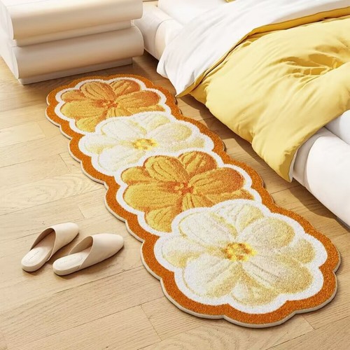 Fluffy Bed Side Flower Rug Non-Slip Carpet lmitation Cashmere Bathroom Mat Decor - Picture 2 of 10