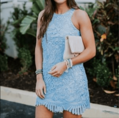 Lovers & friends baby blue lace scallop hem party dress size small | eBay