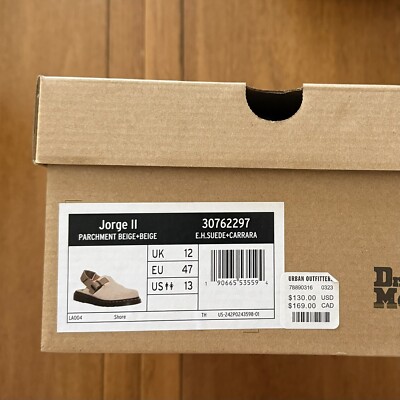 NEW Dr. Martens Jorge II Mule Clog Parchment Beige $130 MSRP  display picture 1