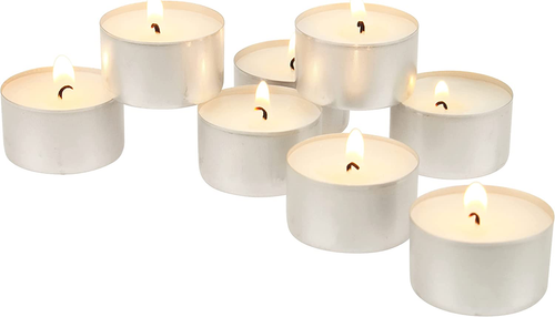 White Unscented Smokeless Long Burning Tea Light Candles with 8 Hour Burn Time,