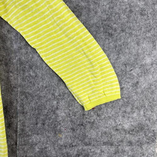 Chicos Shirt Womens 0 Yellow White Striped Henley Zenergy 3/4 Sleeve Sheer Linen - Picture 8 of 14