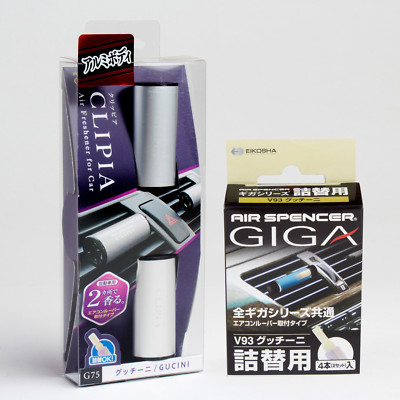 Giga Clipia II Clip-on ''Gucini'' G75, V93 PLUS 4 REFILLS Air Freshener 056705