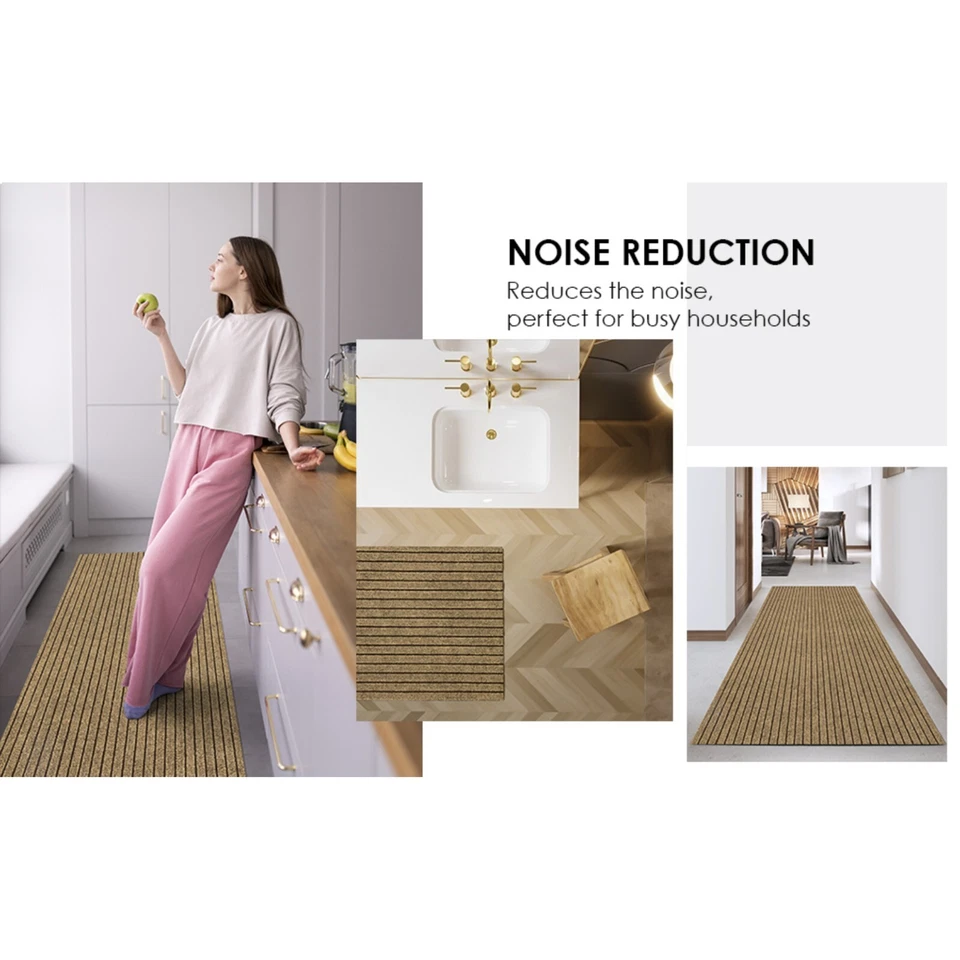 Area Rugs for Living Room or Bedroom, Brown Striped Carpet Runner Rug Indoor Mat - Image 4 of 4