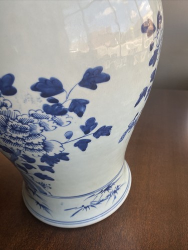 Vintage Chinese Ginger Jar Blue & White Porcelain Large 19” - Picture 8 of 10
