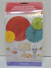 Rainbow Paper Fans Pack of 4 - Assorted Sizes  Perfect for Parties, Weddings