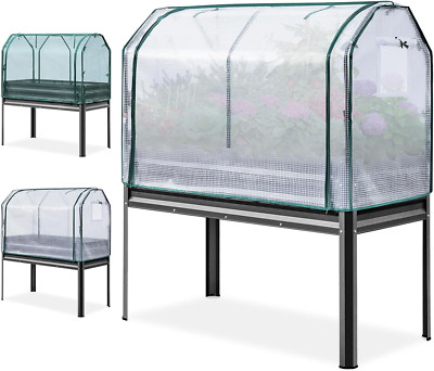 Galvanized Large Raised Garden Bed with Cover & Netting - 400Lb Capacity