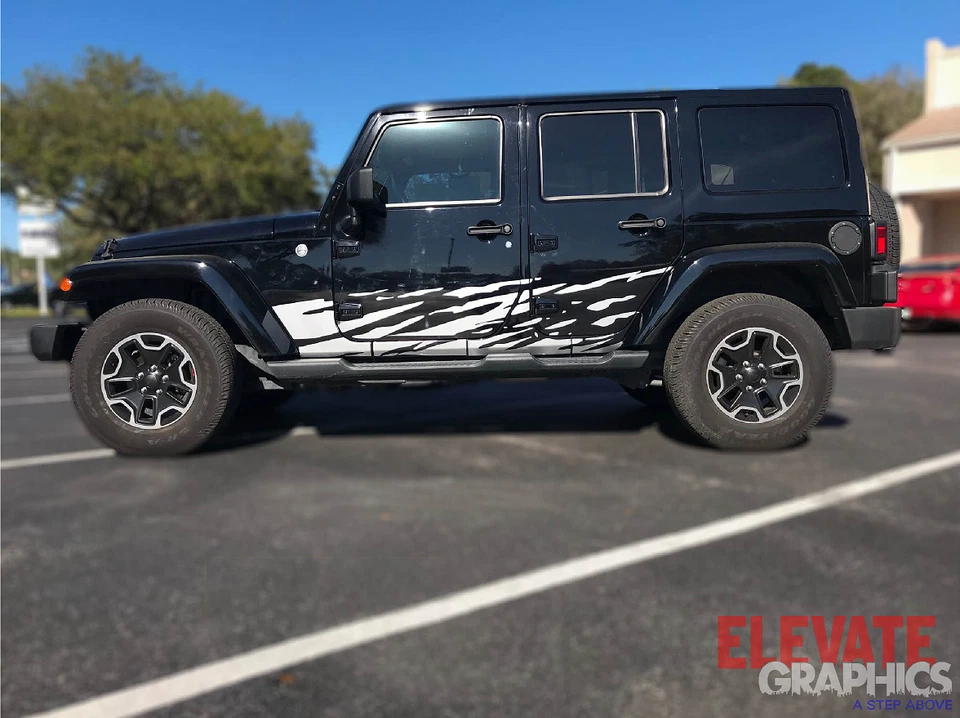 Se adapta a calcomanías Jeep Wrangler onda lateral rayas 3M pegatinas gráficos de vinilo 2007-2026 Foto 2 de 4