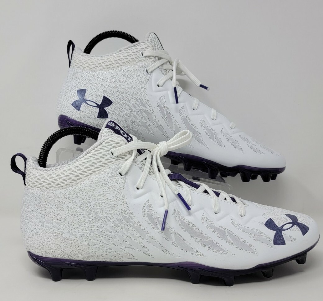 Men Under Armour Spotlight UA 4D Foam Football Cleats White 3023963-104 Size 11 Under Armour | Shoes | Men Under Armour Spotlight Ua 4d Foam  main image 2