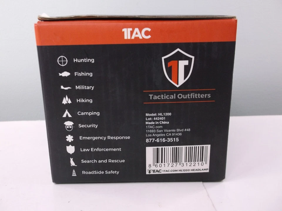 Тактическая перезаряжаемая фара 1TAC HL1200 1200 люмен CREE XM-L2 2x18650 - Изображение 4 из 4