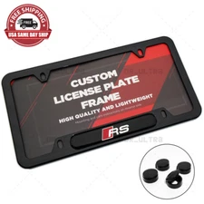 Gloss Black Front or Rear RS Sport Logo Emblem License Plate Frame Cover Gift