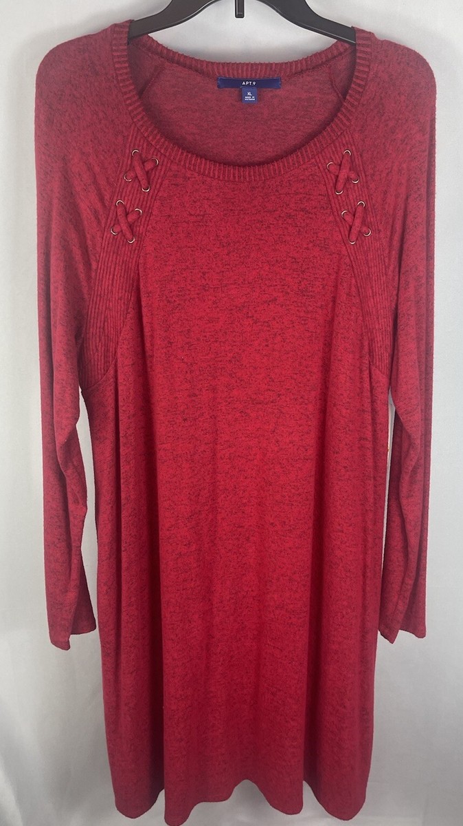 Women's Apt. 9 3/4 Sleeve Shift Dress, Size: XL, Red