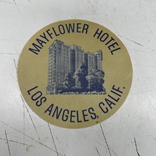 VINTAGE RETRO ORIGINAL Decal Advert Mayflower Hotel California Journal USA Art