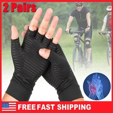 2 Pairs Copper Compression Arthritis Gloves Carpal Tunnel Joint Pain Relief Hand