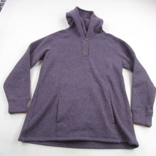 Cabelas Hoodie Womens XL Long Sleeve Hooded 1/4 Button Purple Fleece Lined - Picture 1 of 10