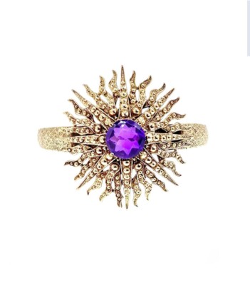 NICKY BUTLER Bronze Collection Starburst Purple Quartz Cuff Bracelet NB Large  