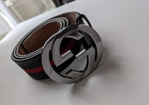 GUCCI Belt GG Silver Buckle Sherry Line 