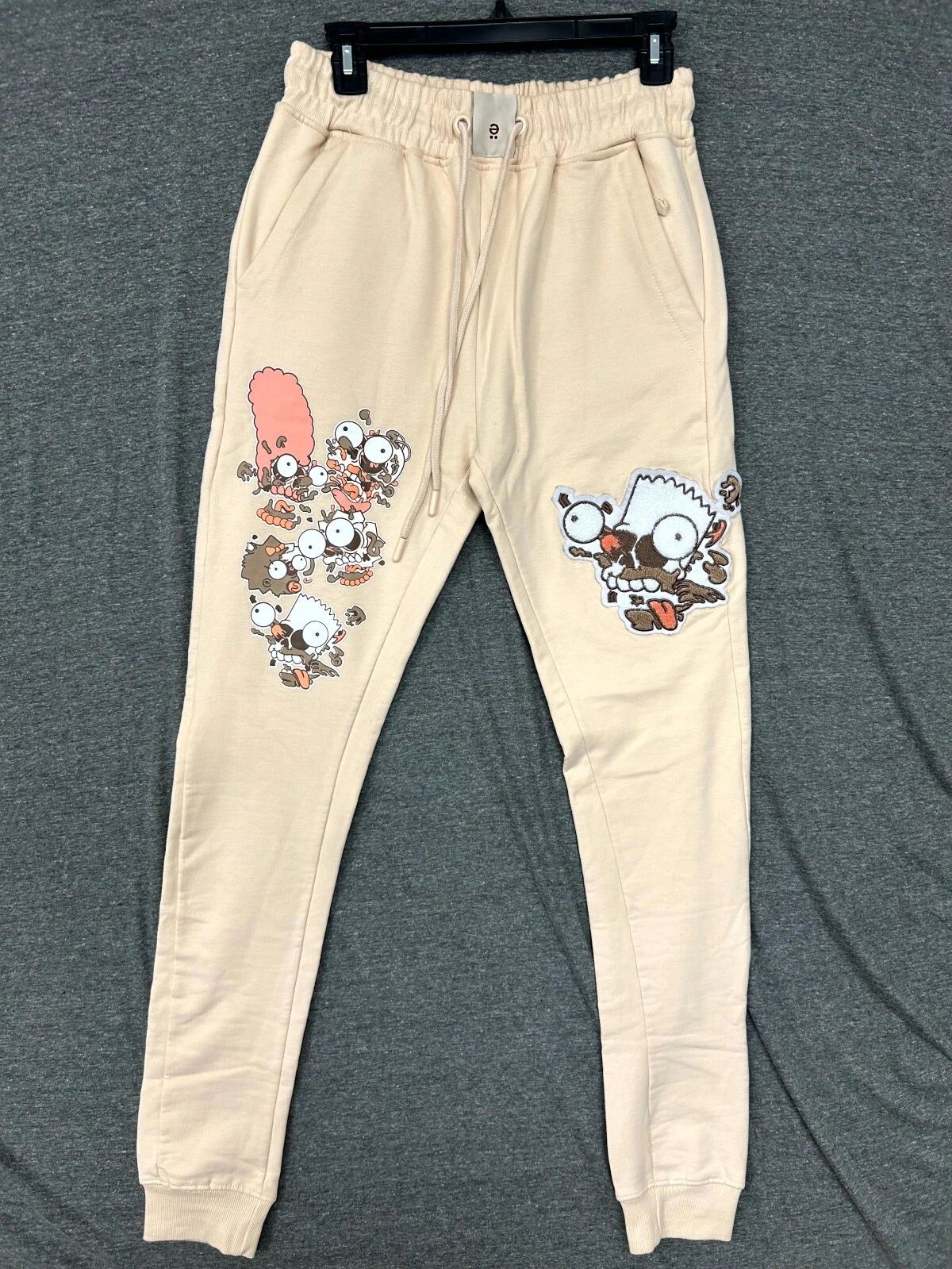 CKEL Simpson Bart Joggers Men's Small Beige Tapered Leg Slash Pockets Drawstring
