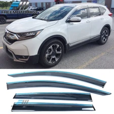 Fits 17-22 Honda CRV RW Window Visors w/ Chrome Trim Rain Sun Guard Deflector