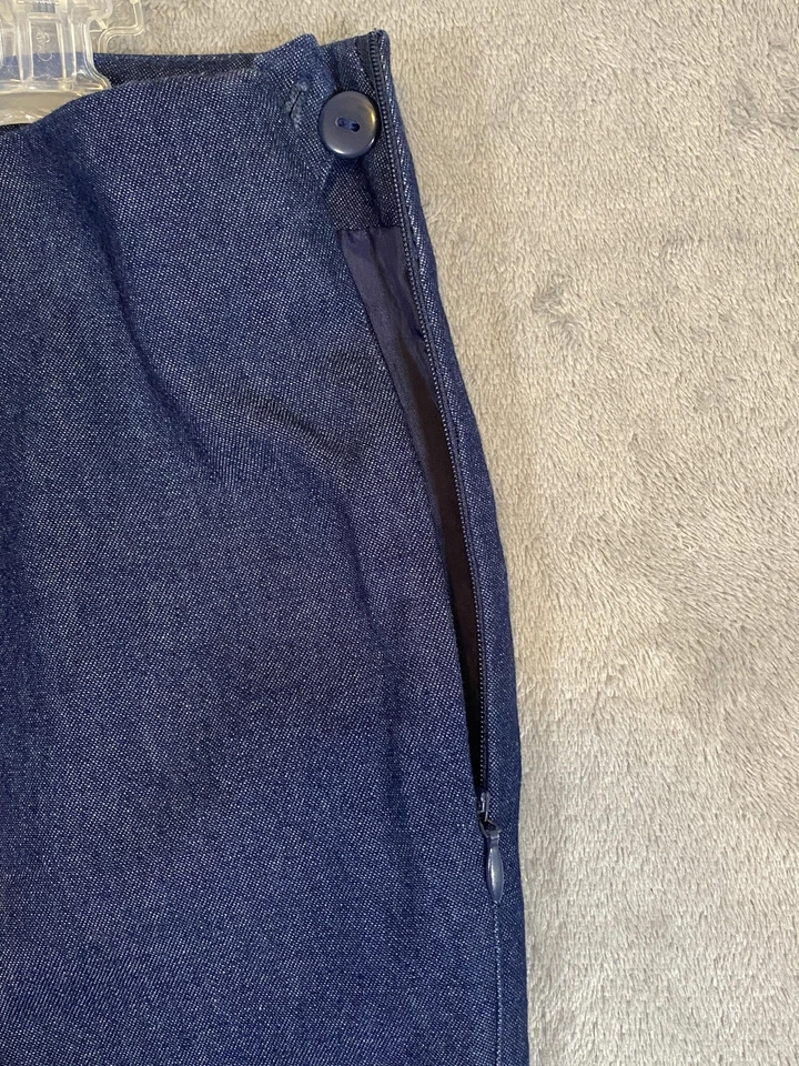 Anne Carson Pants Womens 16 Blue Denim Embroidered Beaded Floral Side Zip Lined - Image 3 of 4