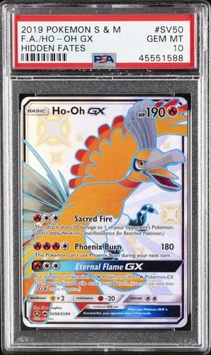 2019 POKEMON SUN & MOON HIDDEN FATES #SV50 FULL ART/HO-OH GX PSA 10