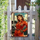 Vintage Female Pilot Tin Metal Signs Home Décor Aviation-Themed Suitable for /Ou