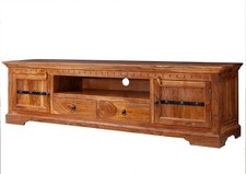 TV Board lang Akazie 200cm massiv Lowboard Fernseher Wohnzimmer Kabelführung