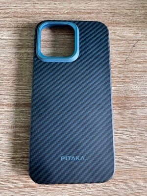 PITAKA Aramid Fiber Black/Blue Twill Case for iPhone 15 Pro Max + Bonus 2nd Case