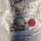 2 -1936 Indian head buffalo nickels no mint mark Excellent Condition