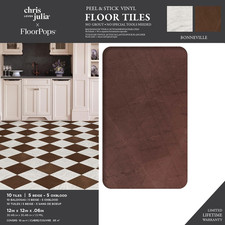 X Chris Loves Julia Bonneville Oxblood Peel and Stick Floor Tiles, FP6333