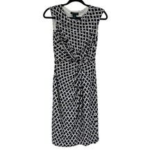 Lauren Ralph Lauren Blue & White Printed Gathered Front Sheath Dress Mini 4