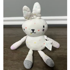 Cloud Island White Bunny Rabbit Plush Stars Striped Stuffed Animal 11" HTF