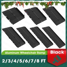 2-8ft Folding Aluminum Wheelchair Ramp Portable Mobility Scooter Non-Slip Black