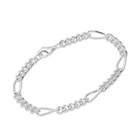 Armband Aus 925 Sterling Silber 19Cm Figaro Panzerkette Rund Damen Armkette
