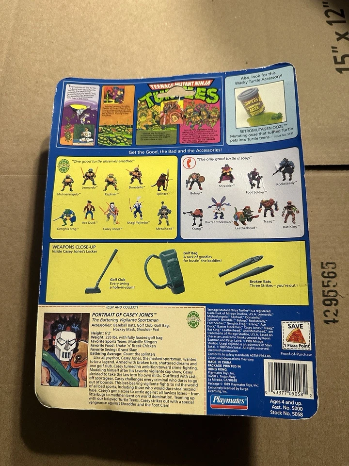 Tarjeta de archivo Playmates Toys Teenage Mutant Ninja Turtles-Casey Jones 1989 acción... Foto 2 de 4