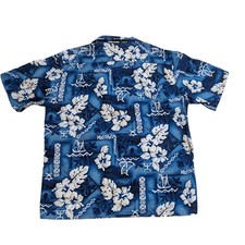 VINTAGE HAWAIIAN SHIRT HAWAII BRAND 100% COTTON BUTTON UP BLACK GREEN USA MADE