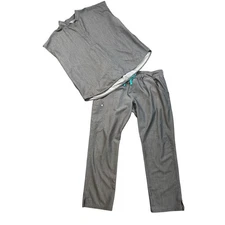 Figs Scrub Set Womens XL Grey Rafaela Oversized Sleeveless Shirt Kade Cargo Pant