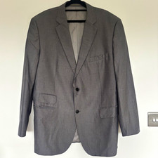 HUGO BOSS Grey Silk Wool 2-Piece Suit 58R 58in Chest/Waist Twill