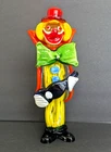 1990s Murano Circus Clown 10in Hand Blown Art Glass Figurine Multicolor Italy