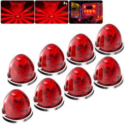 8PCS Red Watermelon Light 12V LED Flashing Marker Lights for Truck Trailer RV