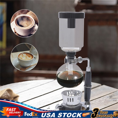 #ad #ad 3 Cup Siphon Syphon Vacuum Coffee Maker Tabletop Siphon Pot Alcohol Lamp Home $28.63
