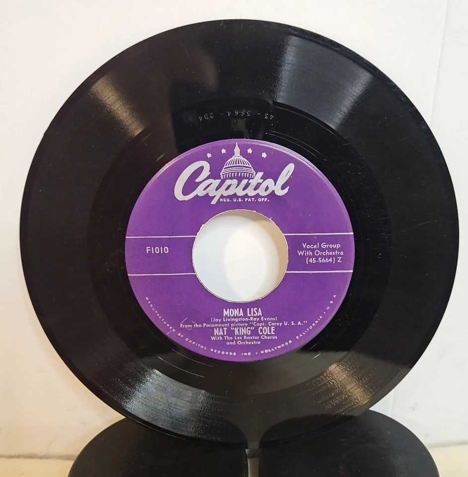 Nat "King" Cole–Mona Lisa / The Greatest Inventor 1950 Capitol F1010 7" 45 EX - Image 2 of 4