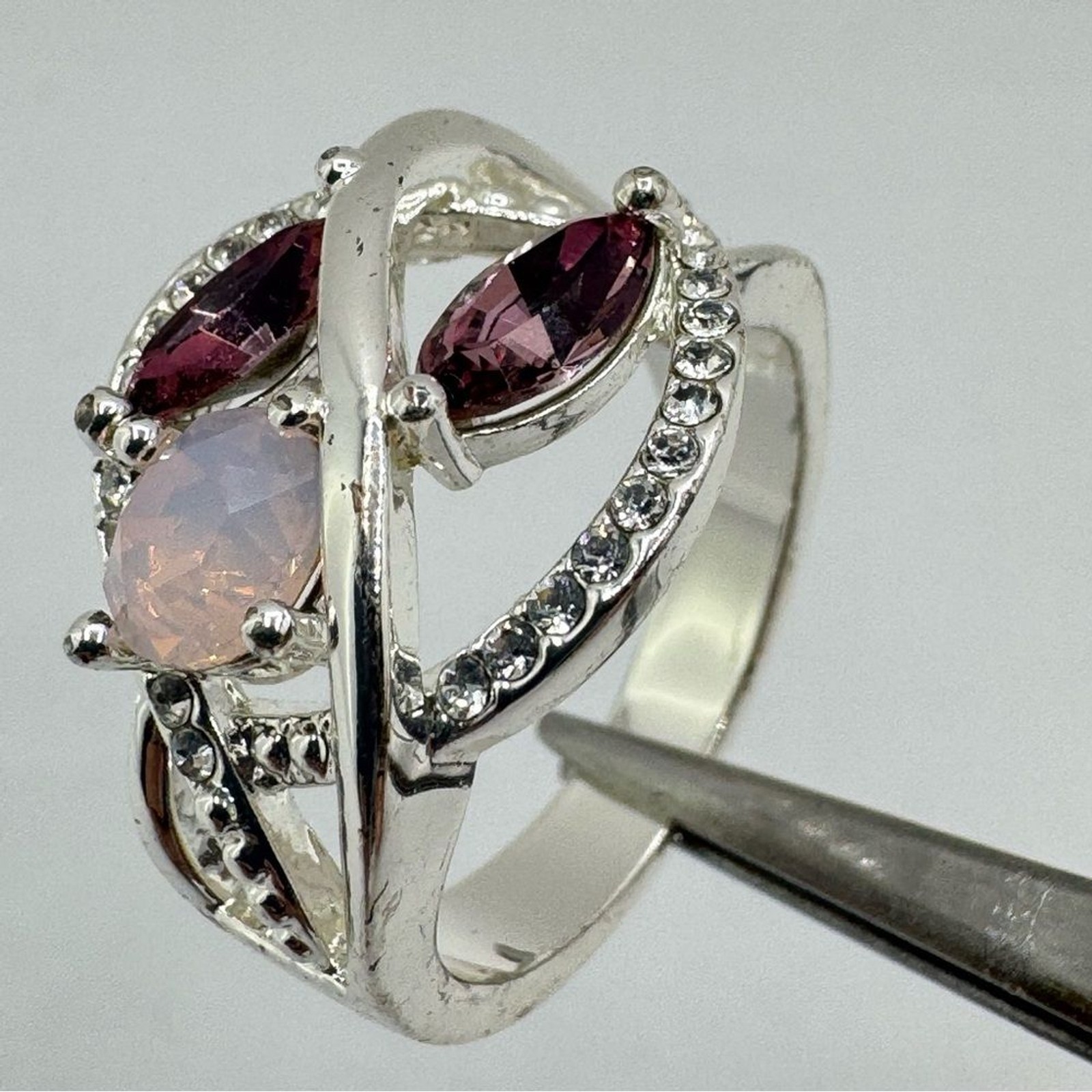 Made With Swarovski Elements Crystal Ring Pink Pu… - image 6