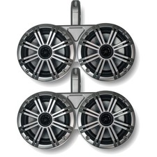 White Kicker Dual Wake Tower System with 4 Kicker 6.5" Silver Marine Speakers
