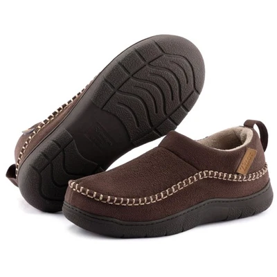 Men's Moccasin Fuzzy Slippers,Warm Winter Wide House Shoes Indoor Outdoor wit... - Image 1 of 4