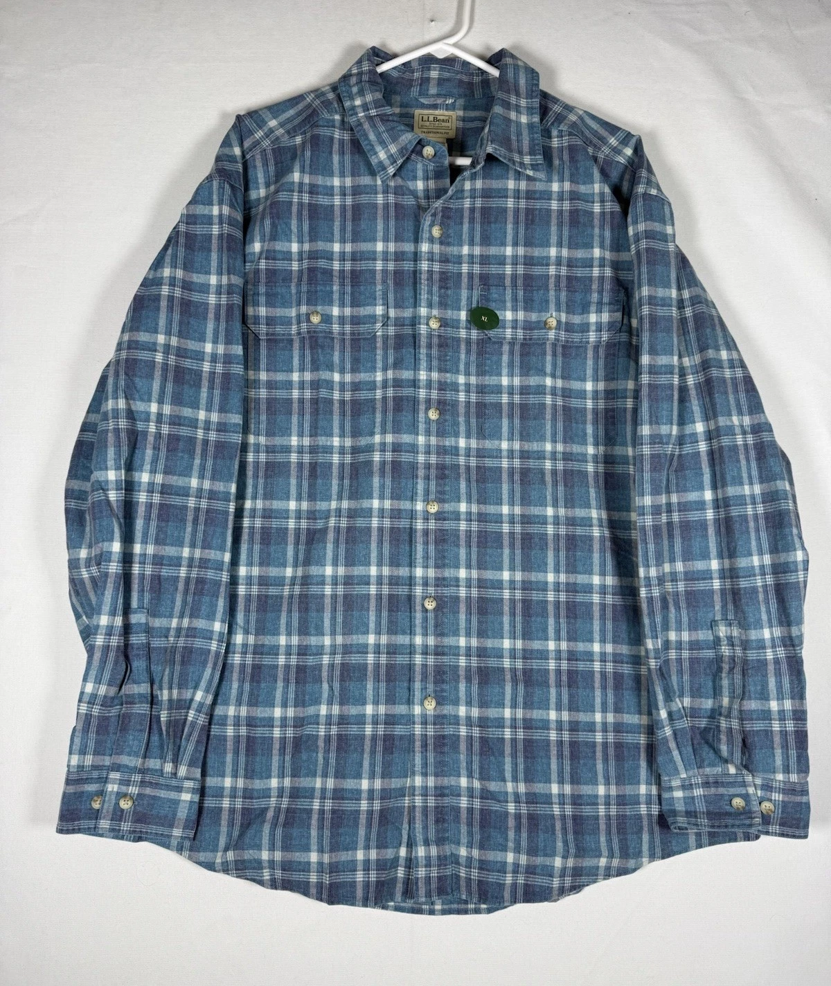 NWT L.L. Bean Shirt Mens XL Plaid 286410 Traditional Fit Sunwashed Canvas Button