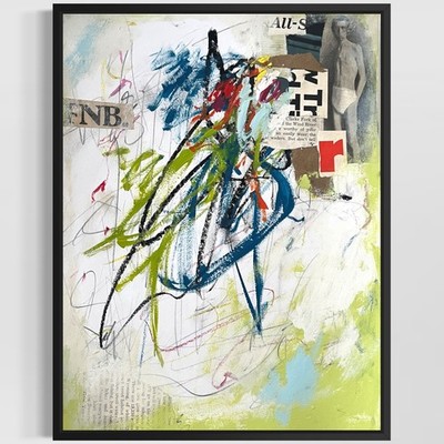 Original Abstract Modern Art Painting on Paper ''Veena'' #28 Signed