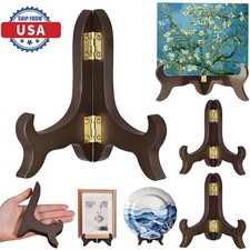 2  Easel Plate Holder 4" Wooden Folding Display Stand Brown for Picture Frame US