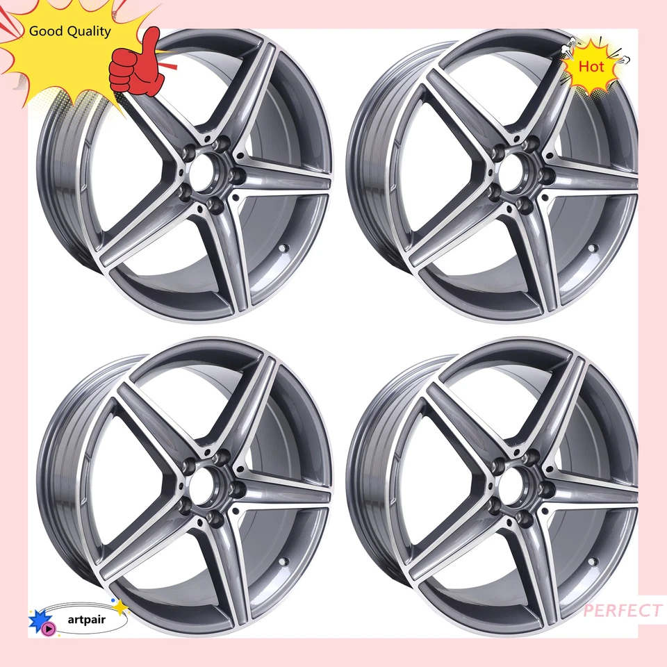 4 Wheel Rims 18" X 8.5" Rim Fits For Mercedes-Benz C200 C300 E300 E350 CLA300 US - Image 3 of 4
